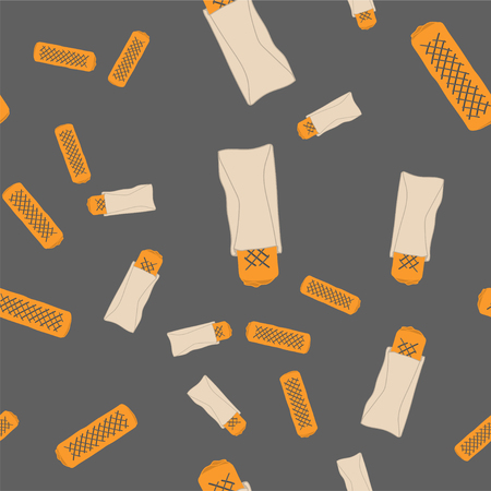 Doner kebab shaurma shawerma in paper bag  vector icon seamless patternのイラスト素材