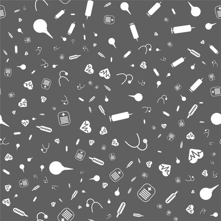 Medical elements seamless pattern vector. Doctor tools. Big setのイラスト素材