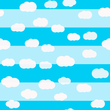 Clouds vector seamless pattern. White and blue colors Sky design  for kidsのイラスト素材