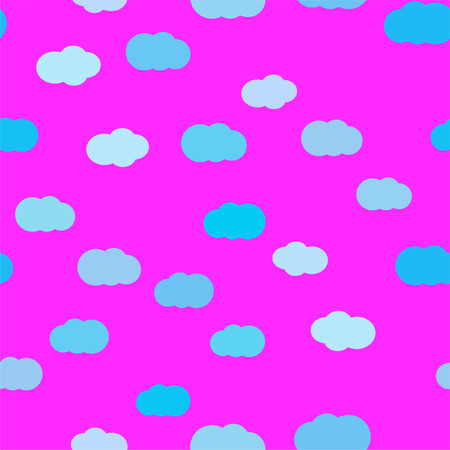 Clouds vector seamless pattern. White and blue colors Sky design  for kidsのイラスト素材