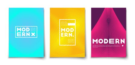 Minimal vector geometric abstract elements texture covers design set mockup. Line figures with  halftone gradientsのイラスト素材