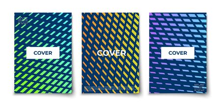 Minimal vector geometric abstract bricks and rhombus elements texture covers design set mockup. halftone gradientsのイラスト素材