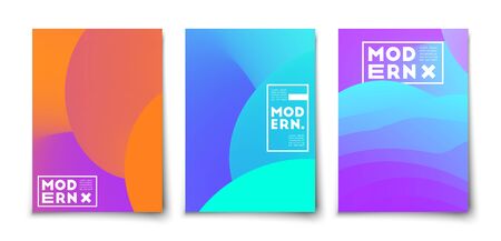 Abstract biological medicine DNA fluid shapes background cover cover set. Amoeba liquid elements design. minimal bright colorful halftone gradientのイラスト素材