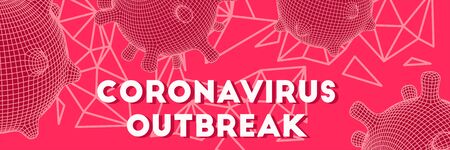 Coronavirus futuristic glowing vector 3d mesh cell. World virus pandemia banner. Flow particles. DNA...