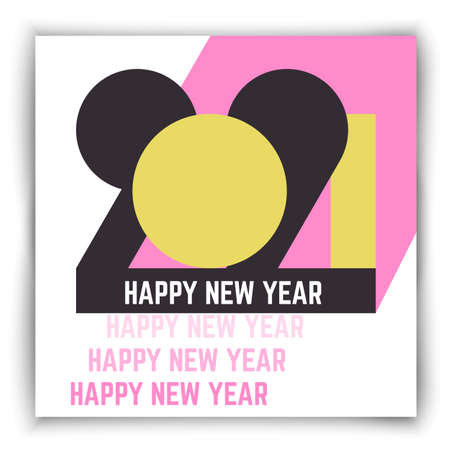 2021 new year flat geometric creative poster. Greeting card artwork, brochure template. Holiday...