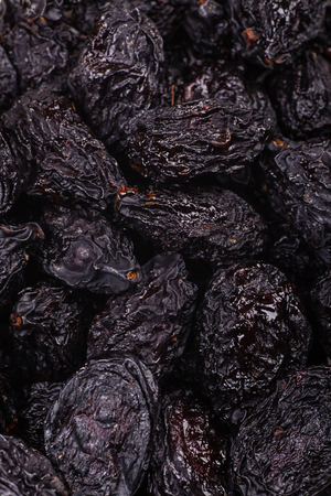 Close up shot of a pile of dried prunesの写真素材