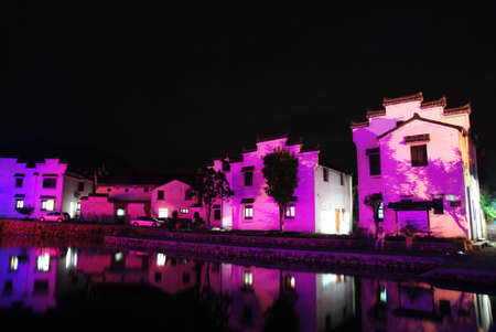 China Hangzhou Ancestral town night viewの写真素材