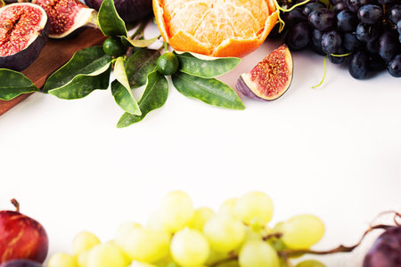 Healthy Eating Colorful Summer Fruits Blackboardの写真素材