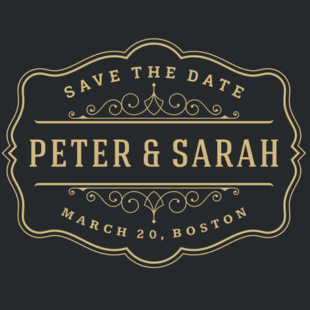 vintage logos for wedding dayのイラスト素材