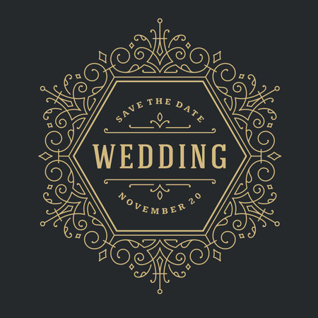 vintage logos for wedding dayのイラスト素材