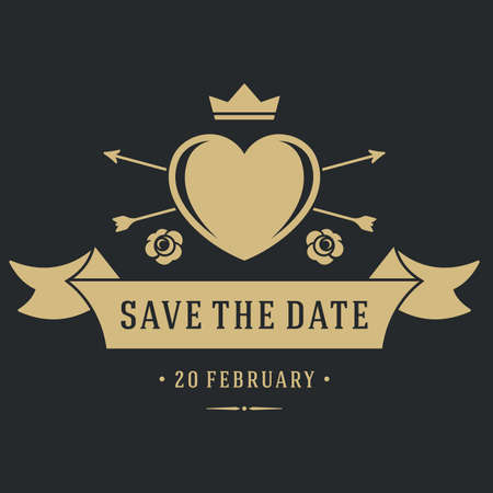 vintage logos for wedding dayのイラスト素材