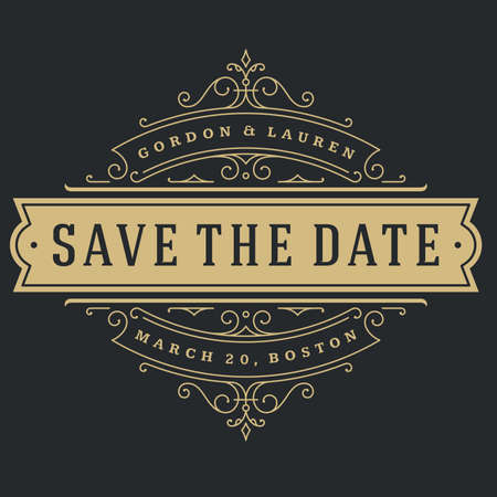 vintage logos for wedding dayのイラスト素材