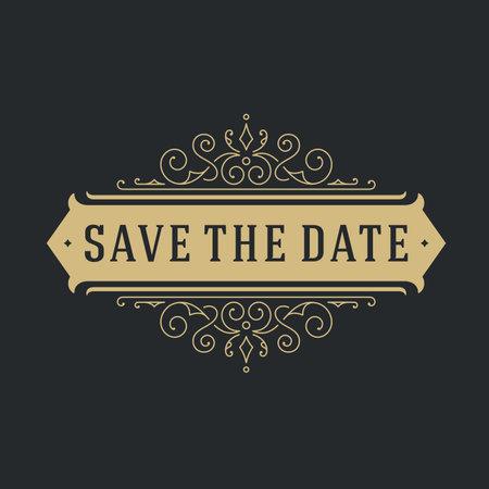 vintage logos for wedding dayのイラスト素材