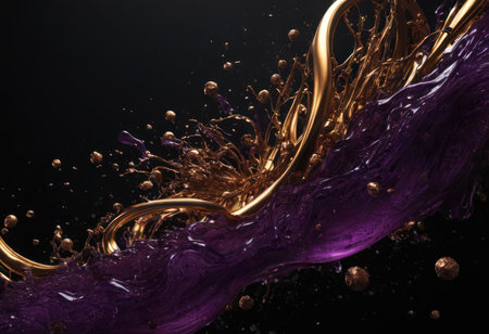 abstract design on black background with purple liquidの素材