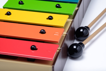 colorful xylophone isolated on white backgroundの写真素材