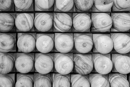 wooden fence pillar in back and white for backgroundの写真素材