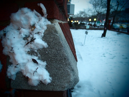 Winter snow stainの写真素材