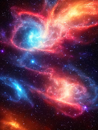 A mesmerizing look at the night sky, with stars and galaxies twinkling in the distant. A calming mix of shapes and colors. Created with generative AIの素材