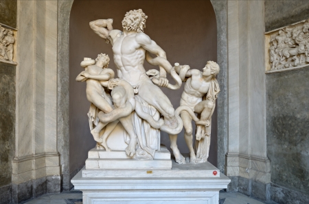Laocoon and His Sons is a monumental sculpture in white marble in the Vatican Museums, Rome.のeditorial素材