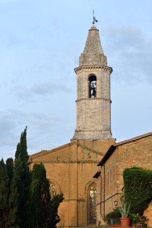 Campanile of cafedral church of Pienze, Italy	の写真素材