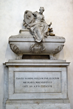 The tomb of philosopher Niccolo Machiavelli  in the Basilica di Santa Croce in Florence, Italyのeditorial素材