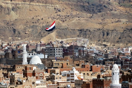 SANAA, YEMEN - MARCH 6: Traditional architecture on Mar 6, 2010 in Sanaa, Yemen. Inhabited for more than 2.500 years at an altitude of 2.200 m, the Old City of Sanaa is a UNESCO World Heritage City.のeditorial素材