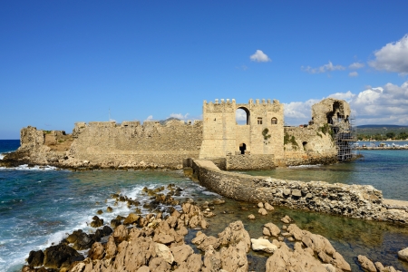 Bridge to the gate in Methoni Venetian Fortress in the Peloponnese, Messenia,  Greece  の写真素材