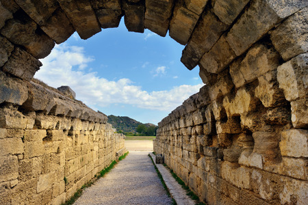 Ancient ruins shown on 5 Oct 2013 in Olympia  の写真素材