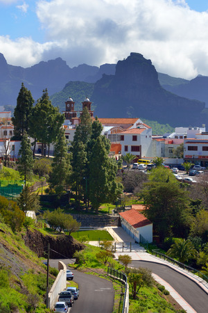 GRAN CANARIA - FEB 23, 2014  View on beautiful mountain village Artenara, Gran Canaria, Spain  It is located at an altitude of 1 270 meters and one from most popular place to visitingのeditorial素材