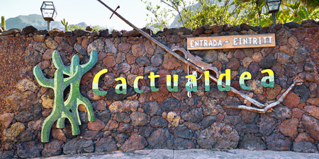 GRAN CANARIA - MAR 1, 2014  Tropical park Cactualdea in Aldea De San Nicolas  Is a fascinating cactus park located in Tocodoman   More than a 1000 species of cactus can be seen at the park のeditorial素材