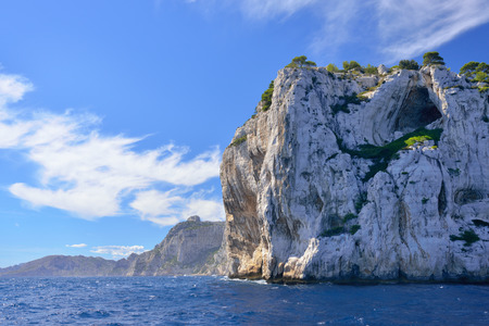 limestone cliffs in a calanque near Cassis France の写真素材