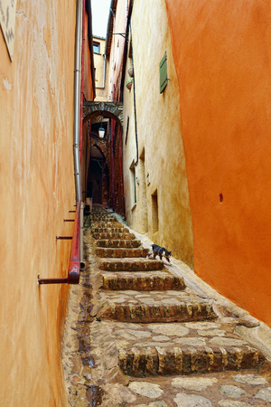 Narrow passage in Roussillon ocher village is included in list of  The most beautiful villages of France の写真素材