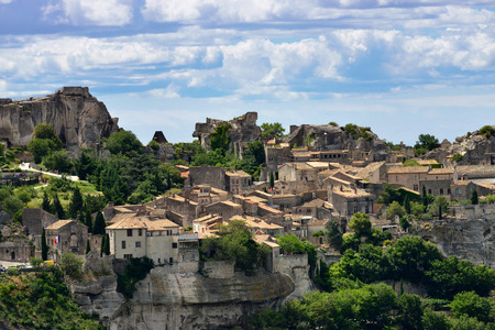 Les Baux de Provence village on the rock formation and its castle  France, Europe  の写真素材