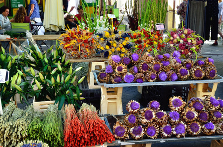 PROVENCE, FRANCE - JUL 13, 2014: Beautiful bouquets of flowers for sale on the street of the small village . Street markets are very popular business in rural region of Franceのeditorial素材