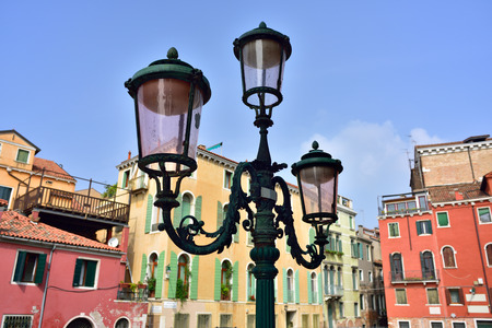 Street lamppost from murano glasses in Venice, Italyの写真素材