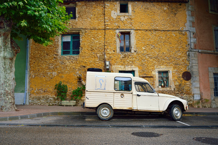 Street scene in Villes-sur-Auzon, Provence, Franceの写真素材