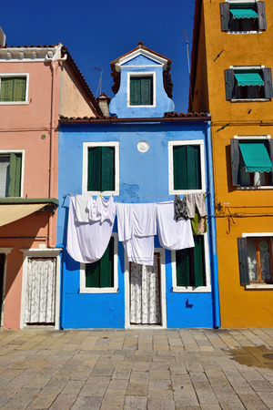 Colorful houses on the famous island Burano, Venice . Venice and the Venetian lagoon are on the UNESCO World Heritage Listのeditorial素材