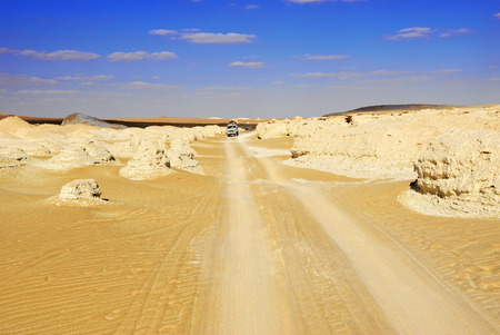 EGYPT, SAHARA - DEC 26, 2008: Off-road car shown in the Tent valley desert. Extreme desert safari is one of the main local tourist attraction in Egyptのeditorial素材
