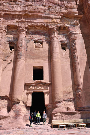 PETRA, JORDAN - APR 1, 2015: Tourists visit the  Petraのeditorial素材