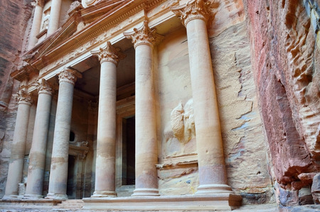 THE TREASURY El Khasneh. Petra39s temples tombs theaters and other buildings are scattered over 400 square miles.のeditorial素材