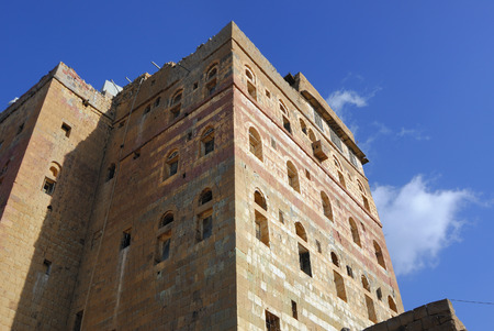 Houses in Thula, traditional architecture in mountain village of Yemenのeditorial素材