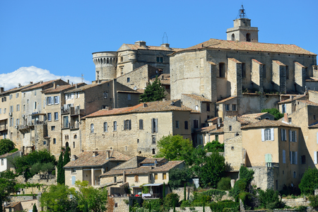 Beautiful Medieval Village of Gordes at evening time, Provence, Franceのeditorial素材