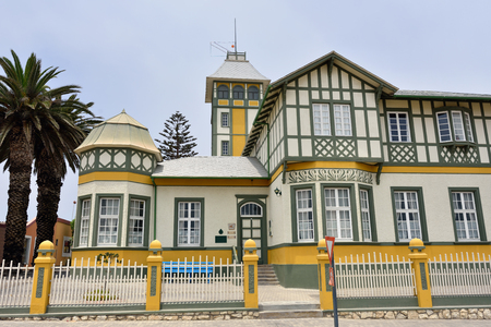 SWAKOPMUND, NAMIBIA - JAN 31, 2016: Typical architecture in Swakopmund. City was founded in 1892, by Captain Curt von Francois as the main harbour of German South West Africa.のeditorial素材