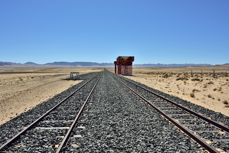 The railway in the Namib Desert, Namibia, Africaの写真素材