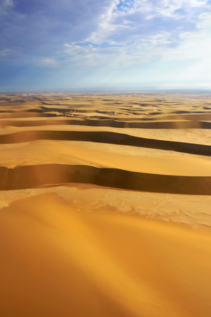 Aerial view of high sand dunes, located in the Namib Desert, in  Namibia, Africaの写真素材