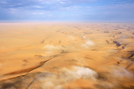 Aerial view of high sand dunes, located in the Namib Desert, in  Namibia, Africaの写真素材