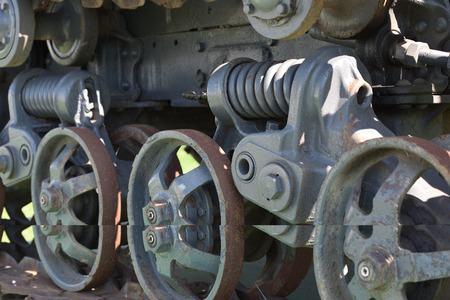 Part of the tractor with caterpillar rollers with shallow depth of field