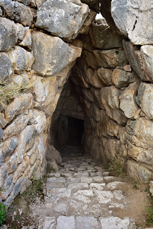 The entrance to the dungeon. The archaeological sites of Mycenae and Tirynsの写真素材