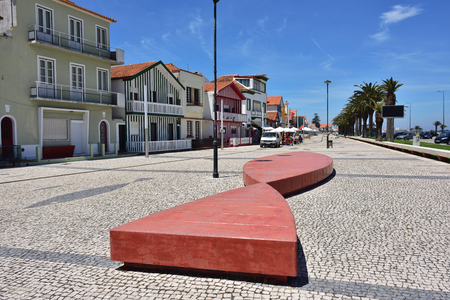 Costa Nova, Portugal - June 09, 2017: Famous resort on the Atlantic coast in Beira Litoral, Portugal. Popular tourist destination to spend vacation timeのeditorial素材
