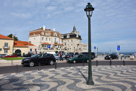 CASCAIS, PORTUGAL - JUNE 8, 2017: Central square in Cascais. Cascais is famous and popular summer vacation spot for Portuguese and foreign touristsのeditorial素材